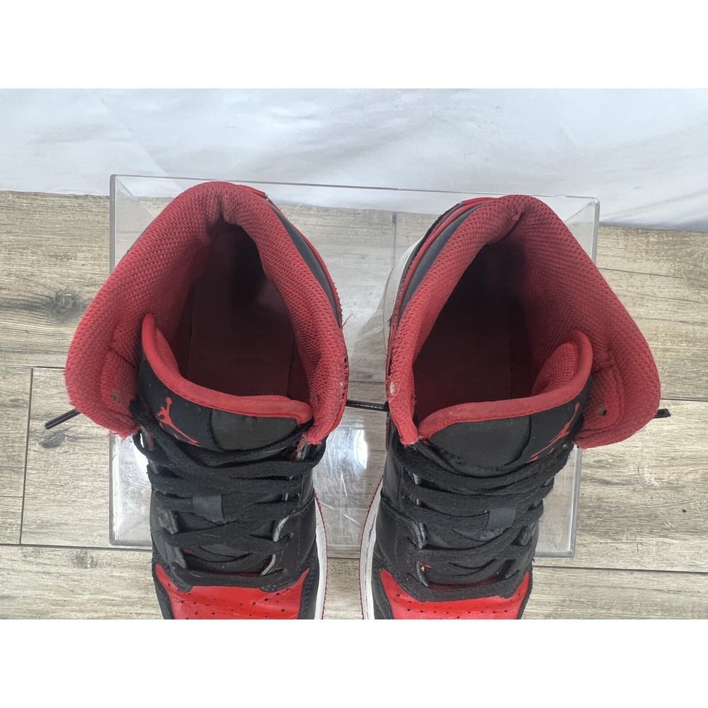 Nike Air Jordan 1 Mid Bred Youth Size 7Y Womens Sz 8.5 Black Red Sneaker Shoes - Picture 9 of 16